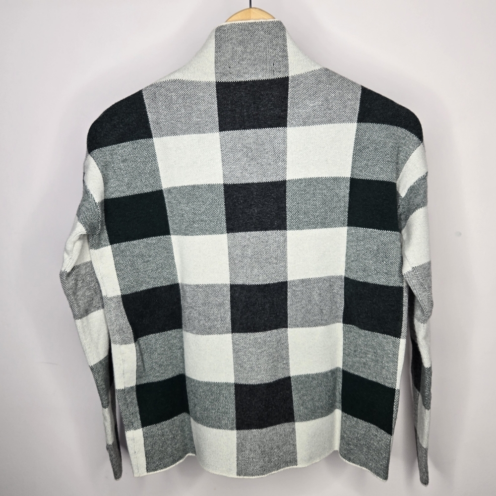 Tahari Mock Turtle Neck Muted Green Black and Gray Checkered Sweater Size XS - Picture 6 of 8